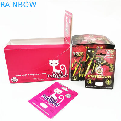 Advertising Printing Custom Paper Card Box Custom Rhino Male Enhancement Pill Packaging Boxes Pink Pussycat