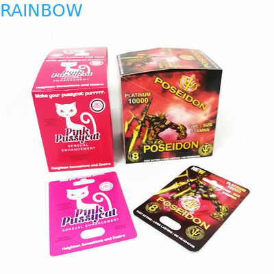 Advertising Printing Custom Paper Card Box Custom Rhino Male Enhancement Pill Packaging Boxes Pink Pussycat