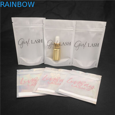 Custom Logo Laser Cosmetic Packaging Single-layer Bag Lipgloss Lashes Essential Oil Bottle Packaging Doypack Bag