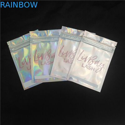 Custom Logo Laser Cosmetic Packaging Single-layer Bag Lipgloss Lashes Essential Oil Bottle Packaging Doypack Bag