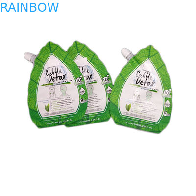 Custom Printed Design Green Irregular Spout Pouch Packaging With Foil