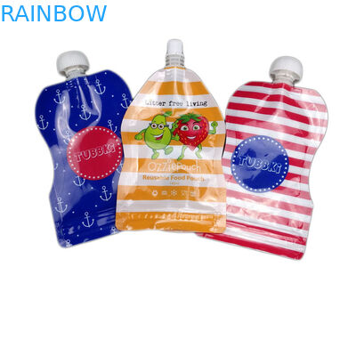 Colorful Reusable Spout Packaging Pouch With Double Zip Lock For Baby Food