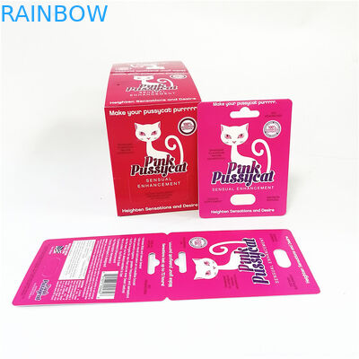 Display custom printing paper cards tear notch line boxes Pink Pussycat card box