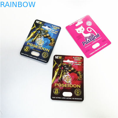 Custom printing display paper cards tear notch line boxes Pink Pussycat card box with blister