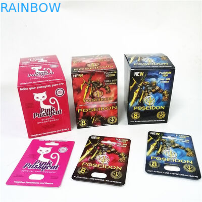 Pink Pussycat paper box card Embossing Hot stamping sexual enhancement blister packaging display boxes cards