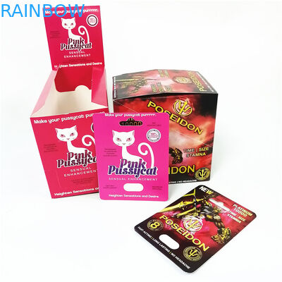 Advertising Printing Custom Plastic 3D Lenticular Card Custom Rhino Male Enhancement Pill Packaging Boxes Pink Pussycat