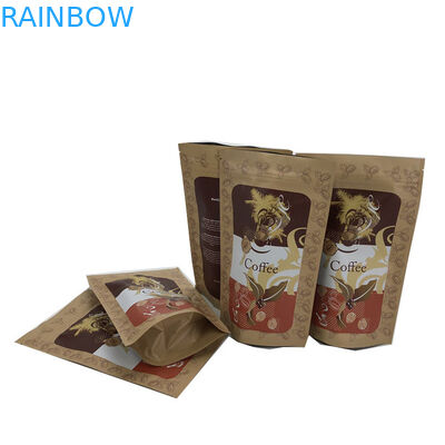 Hot Sale Moistureproof Kraft Paper Pouch Resealable Zip lock Stand Up Dried Food Packaging Bags With Tear