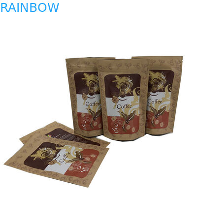 Hot Sale Moistureproof Kraft Paper Pouch Resealable Zip lock Stand Up Dried Food Packaging Bags With Tear
