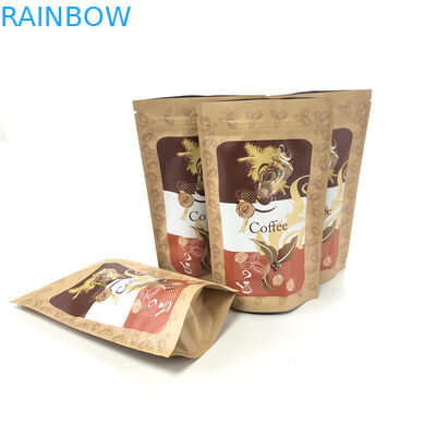 Recycled Foil Lined Kraft Paper Aluminum Foil Coffee Packaging Bag Custom Printing Stand up bag