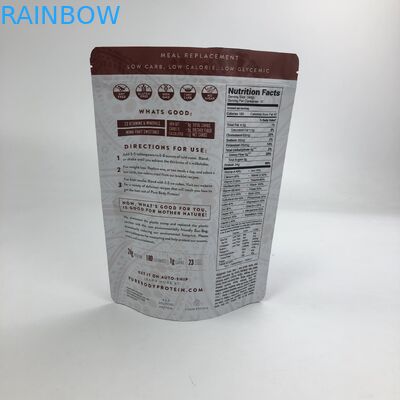 Custom Printed Standing Up Empty Pouch Whey Protein Powder Packaging Mylar  Aluminum Foil Bags With Tear Notch