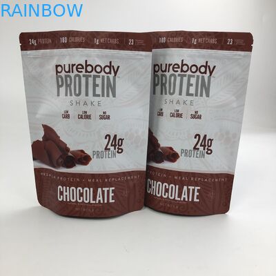 Custom Printed Standing Up Empty Pouch Whey Protein Powder Packaging Mylar  Aluminum Foil Bags With Tear Notch