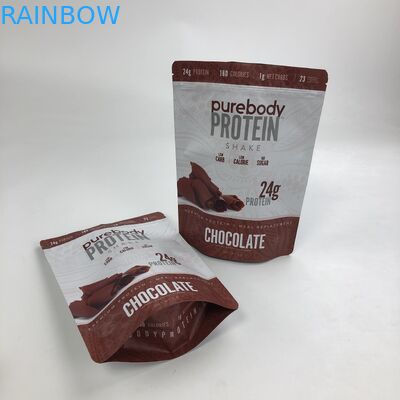 Custom Printed Standing Up Empty Pouch Whey Protein Powder Packaging Mylar  Aluminum Foil Bags With Tear Notch