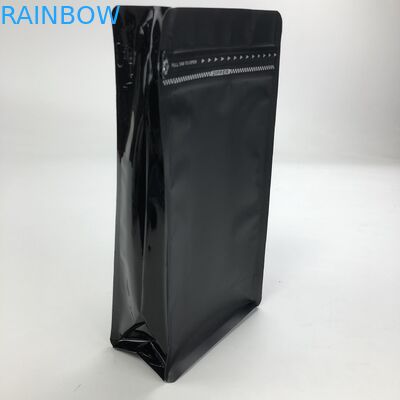 Custom Printed Matt Black Aluminum Foil 250g 1kg 12oz With  Flat Bottom Coffee Bag