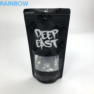 Custom Printed Matt Black Aluminum Foil 250g 1kg 12oz With  Stand Up Pouch With Clear Window Bag