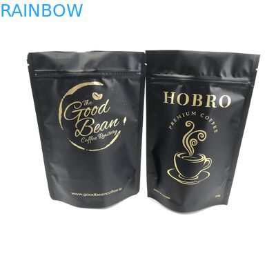 Custom Printed Matt Black Aluminum Foil 250g 1kg With  Pouch Stand Up Coffee Bean Bag Packaging