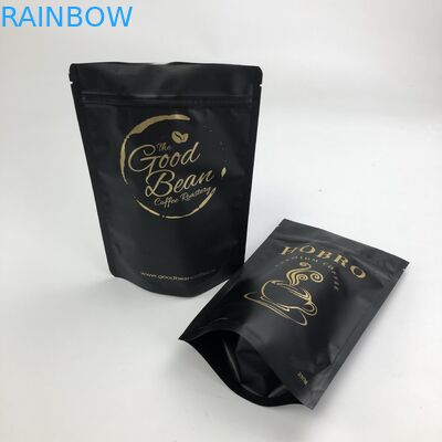Custom Printed Matt Black Aluminum Foil 250g 1kg With  Pouch Stand Up Coffee Bean Bag Packaging