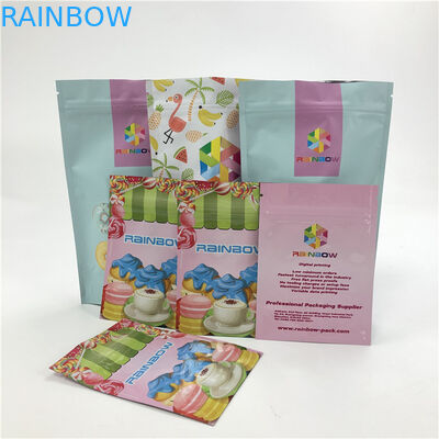 OEM Digital Printing Packaging Bag With Laminated Plastic Three Side Sealed Zipper Pouches  Flat Bags For Cookies /Candy