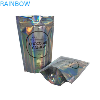  CYMK Zipper Holographic Stand Up Pouches For Protein Balls