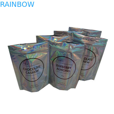  CYMK Zipper Holographic Stand Up Pouches For Protein Balls