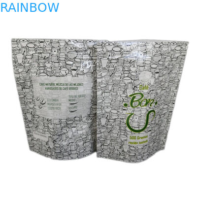 Glossy Finish Custom 500g Stand Up Pouch Zipper Bag For coffee / cookie Packaging