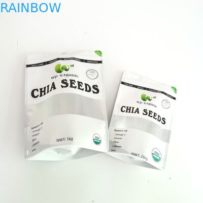 Digital Printing Chia Seeds Tea Packaging Bag Food Grade Resealable Tea  Pouch With Clear Window