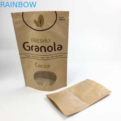 200g 300g 180mic Kraft Paper Coffee Bag With Clear Window