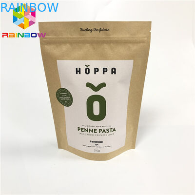 Custom Printed Brown kraft Paper bags resealable stand up  paper packaging pouch