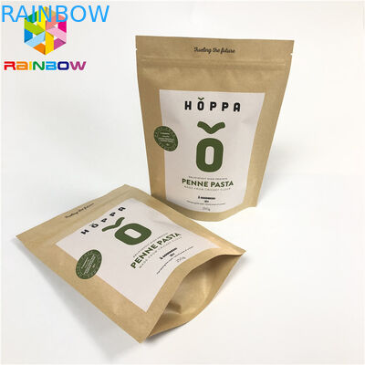 Custom Printed Brown kraft Paper bags resealable stand up  paper packaging pouch