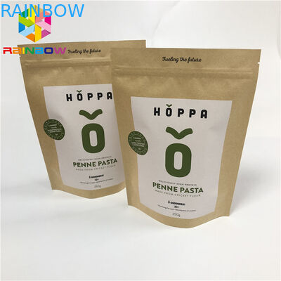 Custom Printed Brown kraft Paper bags resealable stand up  paper packaging pouch