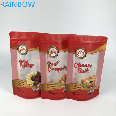 Mini quantity digital printing cookie snack jerky beef packaging stand up zipper bag with clear window