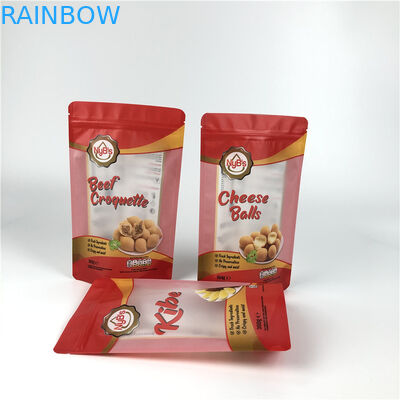 Mini quantity digital printing cookie snack jerky beef packaging stand up zipper bag with clear window