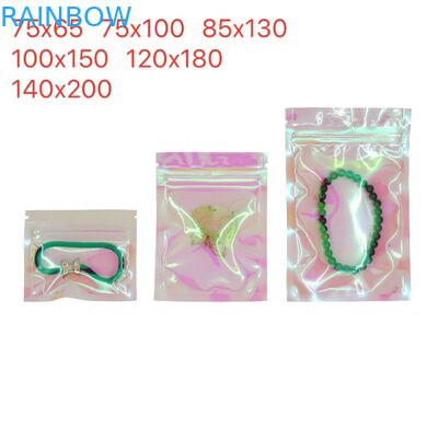 Cosmetic Product Skin Care Cream Packaging Small Sachet Current Size Flat Transparent Shinny Bag Pink Red Rainbow Bag