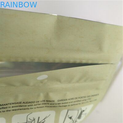 Custom Printed 3.5g Kraft Paper Color Plastic Mylar  Child Proof Pouch Children Resistant Weed Packaging Bag