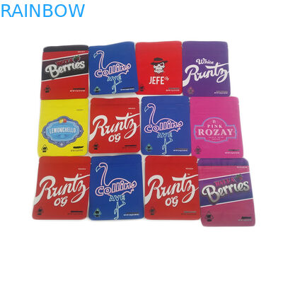 Low MOQ 500pcs Soft Touch Smell Proof Cannabies Packaging Pouch Edible Child-Resistant 3.5g Cookies Mylar Bag Customized