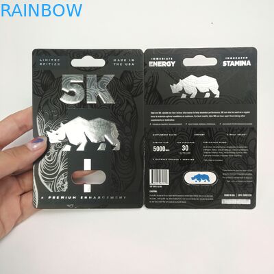 Glossy Surface 9x12cm Rhino Capsule Blister Paper Cards