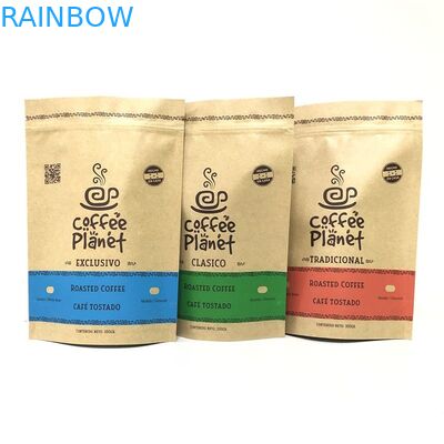 Smell Proof CMYK 120gsm Kraft Paper Foil Bags Resealable Zipper