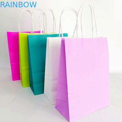 Foldable Gravure Printing CMYK Kraft Paper Handles Bags