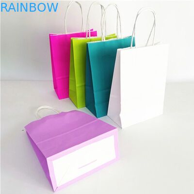 Foldable Gravure Printing CMYK Kraft Paper Handles Bags