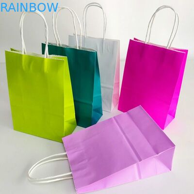 Foldable Gravure Printing CMYK Kraft Paper Handles Bags