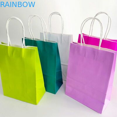 Kraft Paper CMYK 350gsm cardboard Grocery Shopping Bags With Handle