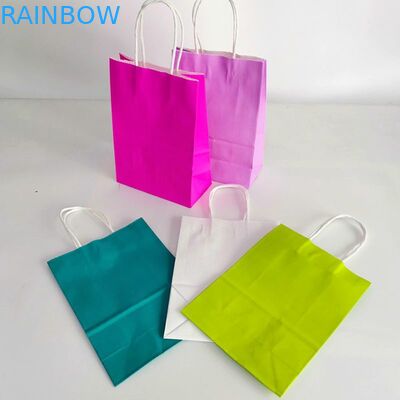 Kraft Paper CMYK 350gsm cardboard Grocery Shopping Bags With Handle