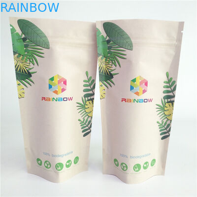 120mic Cornstarch PLA Kraft Paper Pouch Resealable Zipper