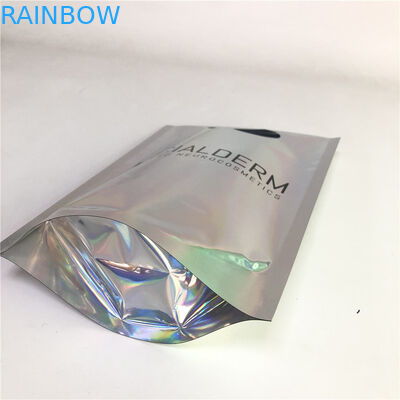 Smell Proof Stand Up Zipper Hologram Colorful Cosmetic Kit Beauty Packaging Bag