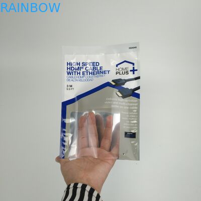 Customized Three Side Sealed USB Cable Packaging Bags Plastic Pouches Packaging Wireless Earphones With Zipper