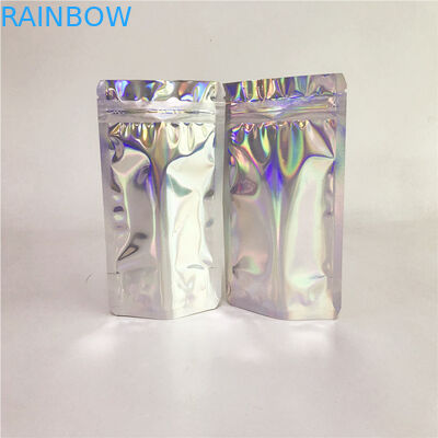 Digital Printing Clear Front and Holographic Back Holographic Bags for  Cosmetic Packaging