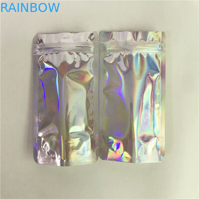 Digital Printing Clear Front and Holographic Back Holographic Bags for  Cosmetic Packaging