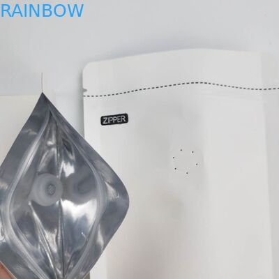 OEM Custom 1/8 OZ White Logo Size Resealable Aluminum Foil 120 Microns Kraft Paper Stand Up Packaging Pouches