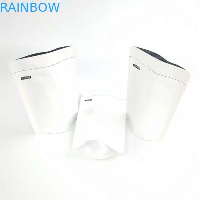 OEM Custom 1/8 OZ White Logo Size Resealable Aluminum Foil 120 Microns Kraft Paper Stand Up Packaging Pouches