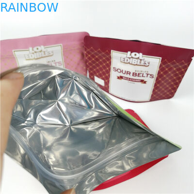 Sour belt metallic color print Aluminum Foil Bags For Spices Powder Weed Herb Cbd Products