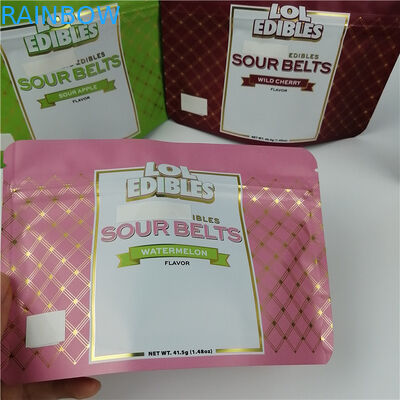 Sour belt metallic color print Aluminum Foil Bags For Spices Powder Weed Herb Cbd Products